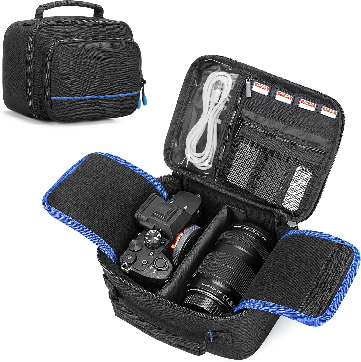 Soft Carrying Case Compatible with Sony Alpha 7 II III IV Full-frame Camera, Extra Pockets for Charger, Cables, Cards and More, Case Only(Patent Design)