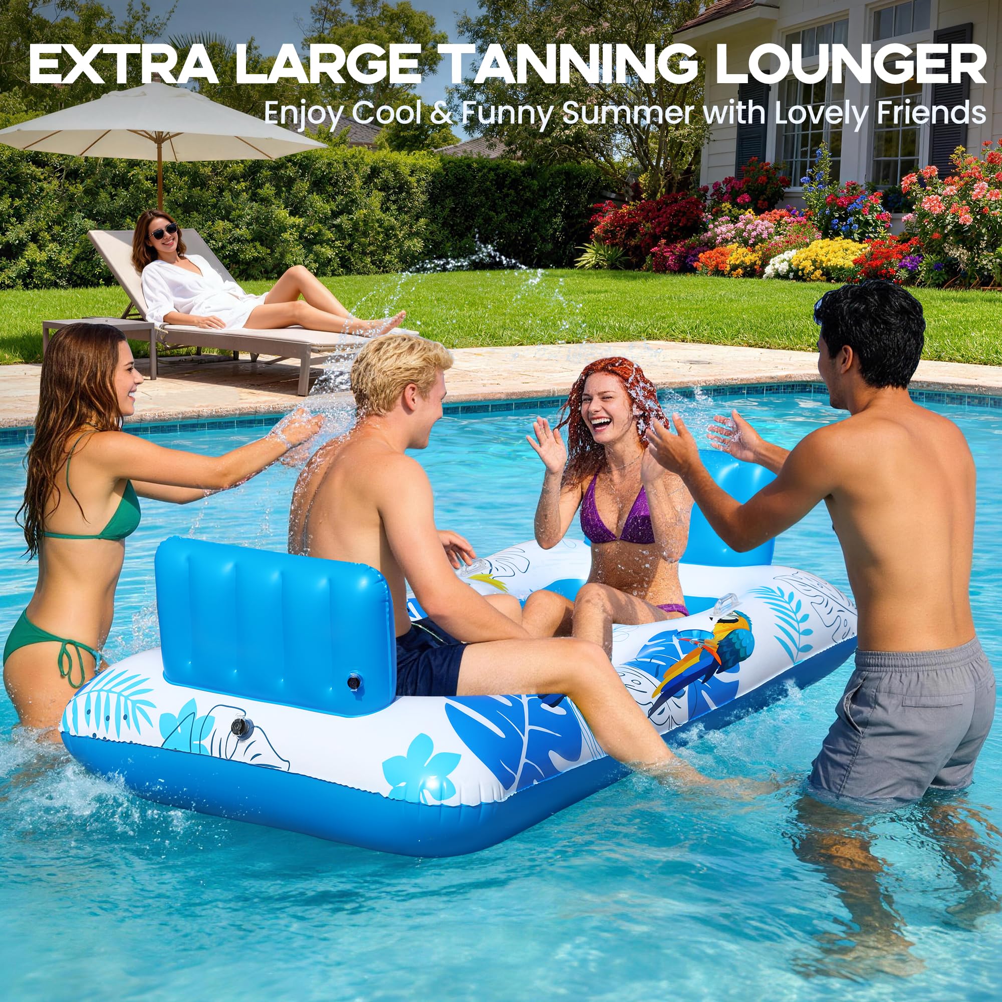 Luxfero Colchoneta Piscina Adultos para 2 Personas, 220x110 cm Colchonetas Hinchable para Piscina, Piscina Hinchable Adultos, Silla Hinchable para Fiestas acuáticas y Fiestas de Verano