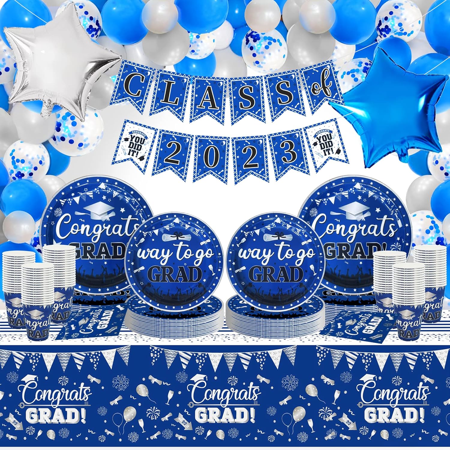 Blue and White Graduation Decorations 2023 Blue Graduation