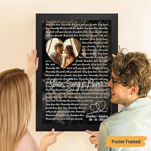 Vista 211 de VICILO Póster musical personalizado con letras de canciones, decoración sentimental perfecta, regalo de San Valentín para él, regalos de novio