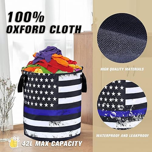 Miniatura 5 de Cesta plegable de tela Oxford con diseño de bandera de Estados Unidos, diseño de bandera de Estados Unidos, plegable, impermeable, divertida, cesta