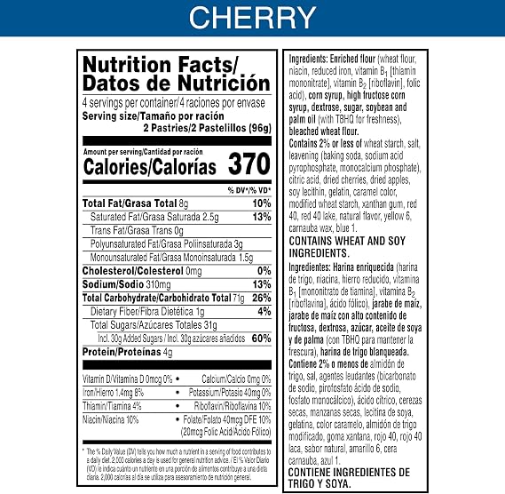 Pop-Tarts Toaster Pastry, Breakfast Foods, Baked in the USA, Milk Cherry, 13.5 oz Box (8 Toaster Pastries)
