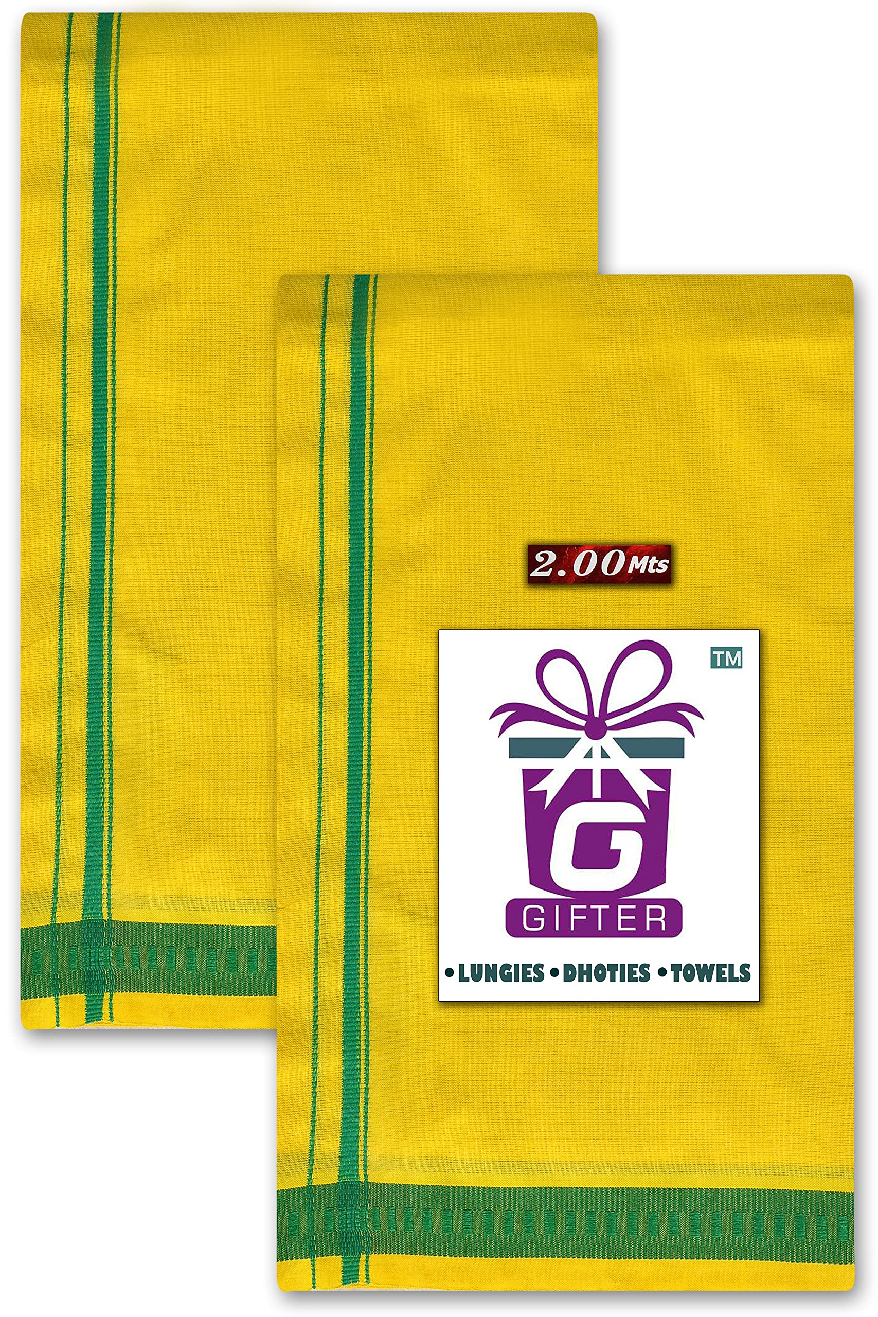 Gifter Samy Dhoties 2 Meters Cotton Blend (Pack of 2)