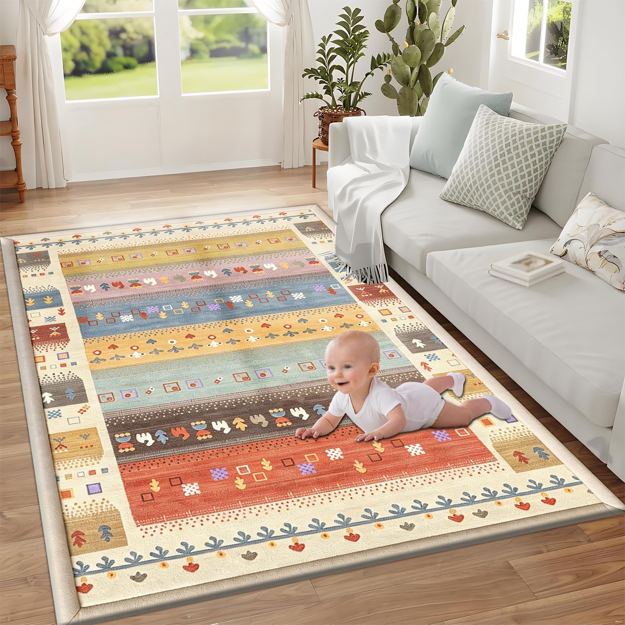 Tapis d'éveil et de Jeux Epais de 2.5cm Rampant pour Bébé 80 x 180 cm