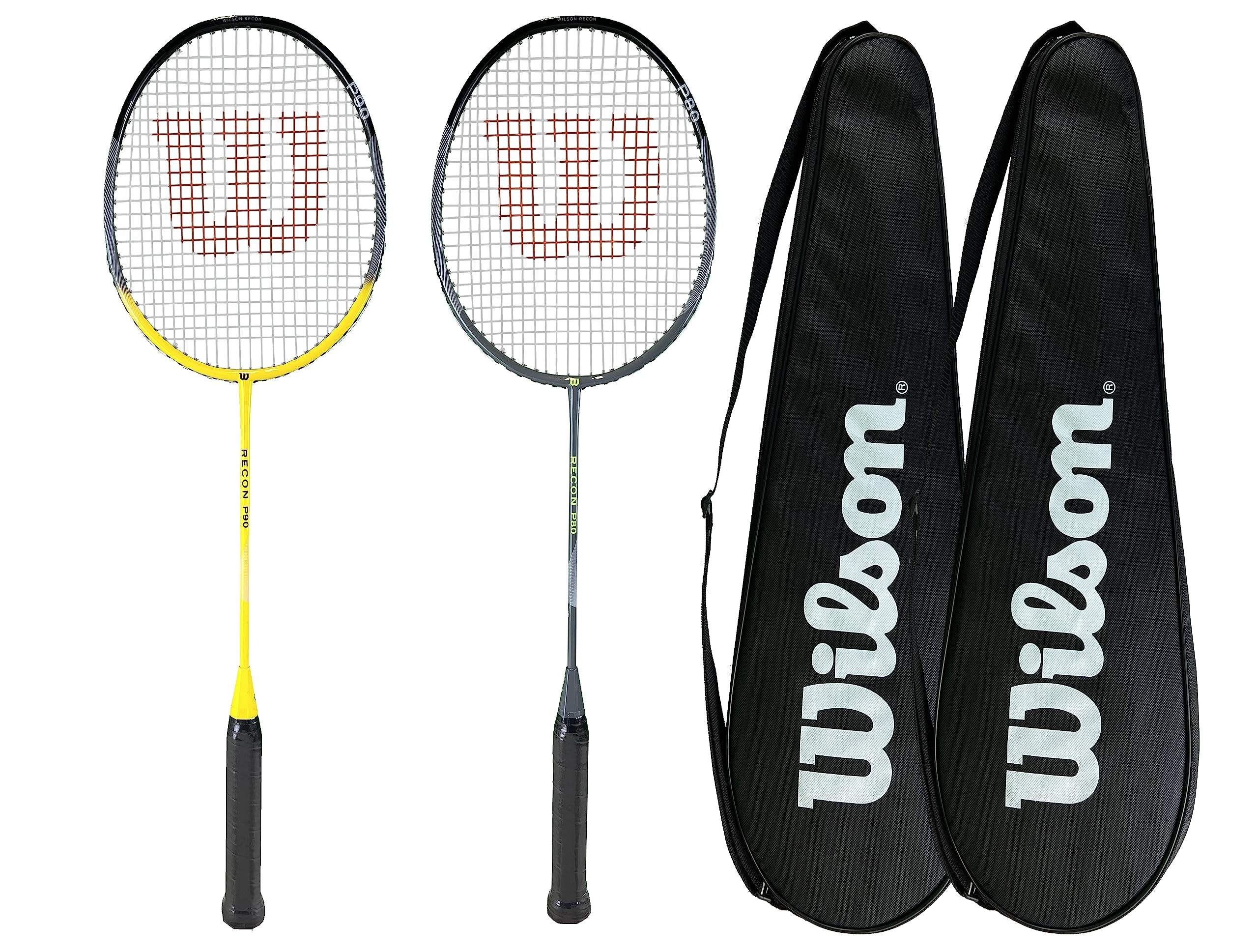 Wilson Recon Mixed Badminton Twin Racket Set inc Wilson Full Protective Badminton Racket Covers