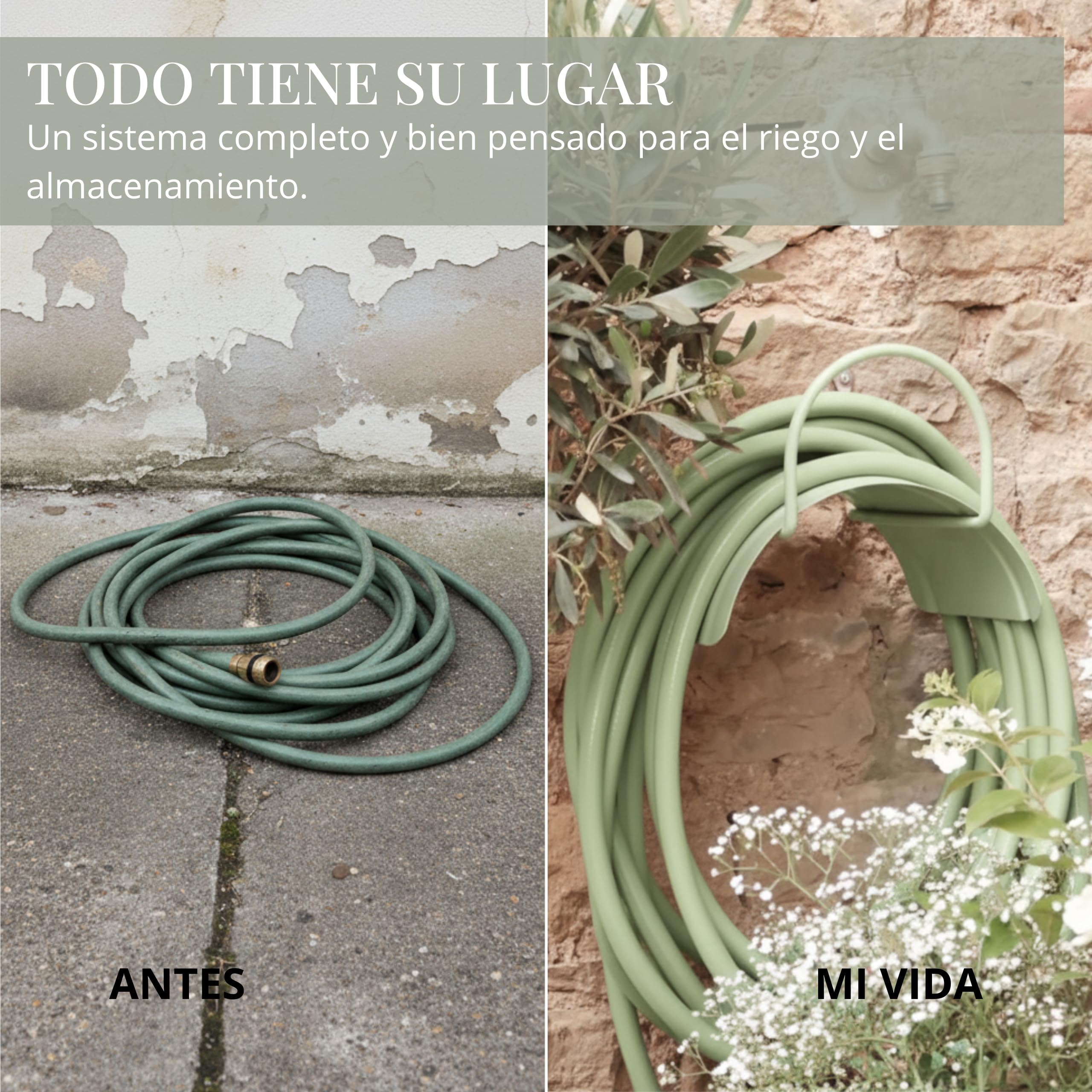 Juego de manguera de jardín de 20 m, manguera de agua de 1/2 pulgada con soporte de pared y pistola de jardín de plástico de alta calidad (3 funciones de pulverización), manguera de riego con