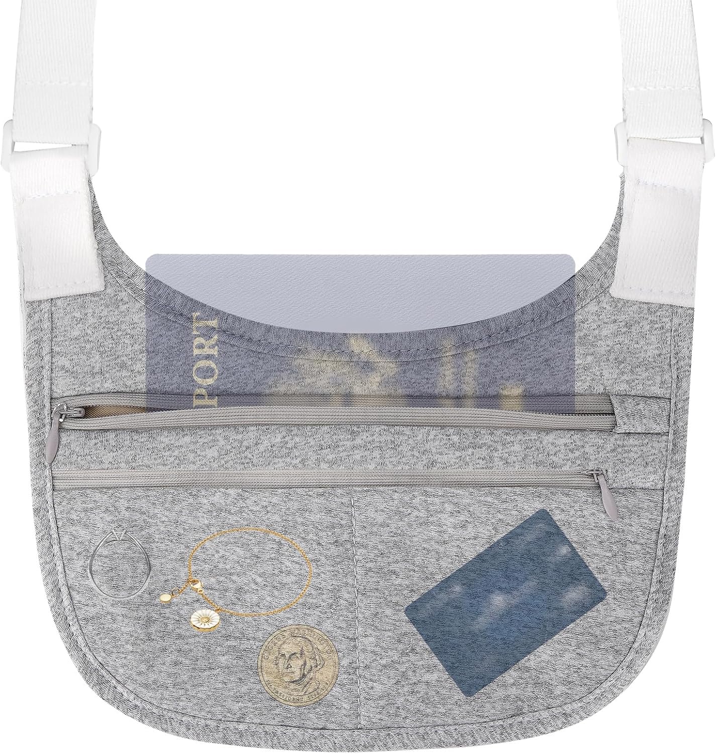 Travel Money Belt Cashsafe Anti Theft Travel Wallet, Fanny Packs for Passport Holder Hidden Under Clothes, Running Bag to Carry Phone Keys (Grey) - Image 7