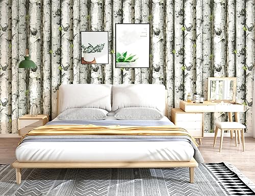 Miniatura 5 de Papel tapiz autoadhesivo para despegar y pegar, diseño de corteza de simulación negroblanco, papel tapiz autoadhesivo impermeable y a prueba de