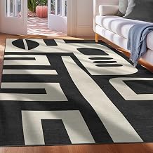Well Woven Apollo Elemental Canyon Beige Black Geometric Flatwoven Rug Easy-to-Clean, Stain-Resistant, Durable 53" x 73" Area Rug, Modern Simplistic Design for High-Traffic Areas