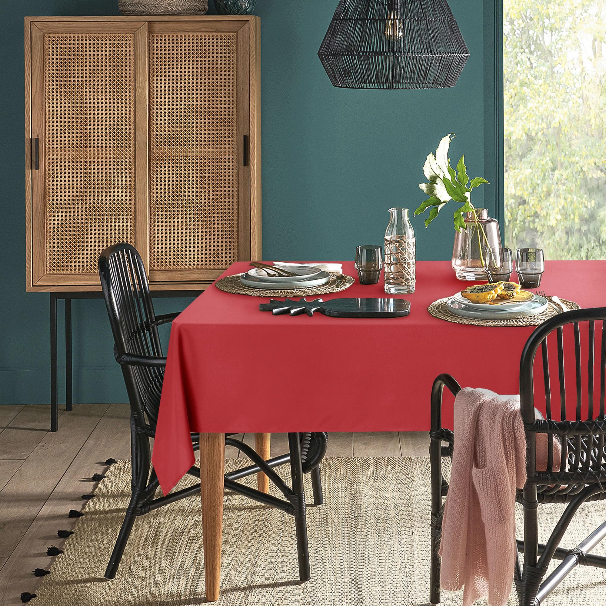 Nappe extérieur imperméable et anti-tache rouge 130x260 cm lavable d'un coup d'éponge
