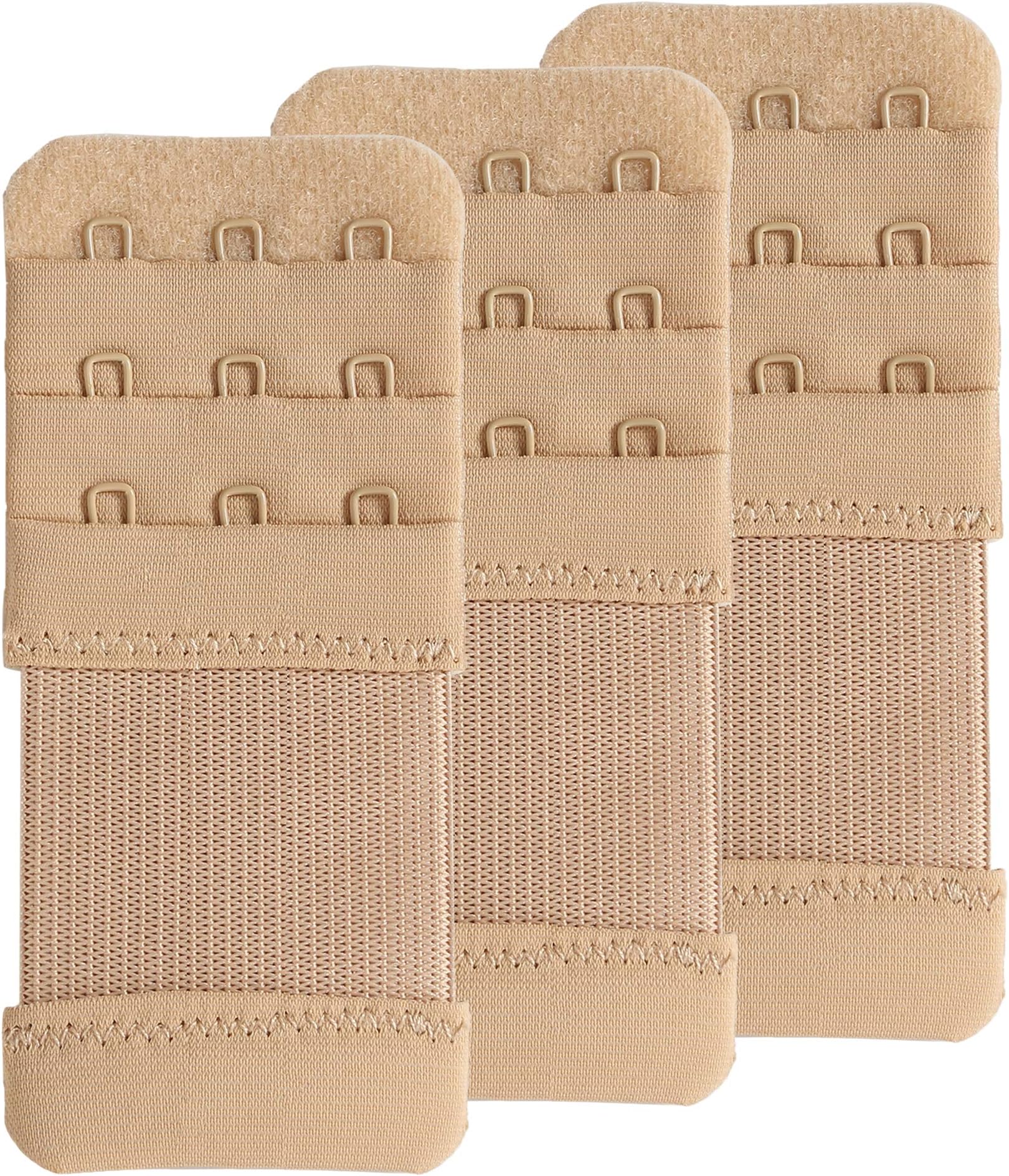 SAMGU Women's Bra Extenders 3 Hook Elastic Stretchy Bra Extension Strap (one size, 3 Hook 1/2" Spacing, skin color)