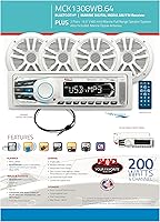 Vista 7 de BOSS Audio Systems Paquete de altavoz receptor MCK1308WB.64, Bluetooth, MP3 USB SD AM FM estéreo marino, panel frontal desmontable, control remoto
