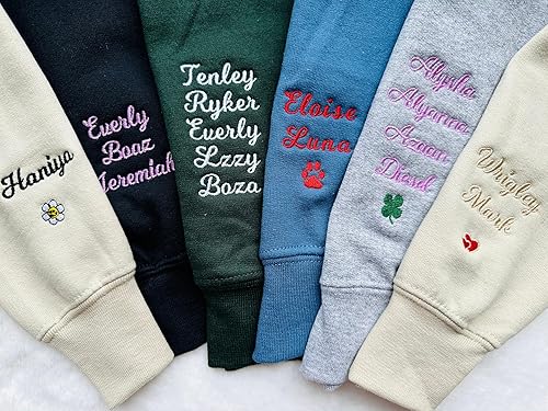 Miniatura 3 de NAZENTI Custom Embroidered Grandma Sweatshirt with Kids Name on Sleeve, Mothers Day Shirts, Grandma