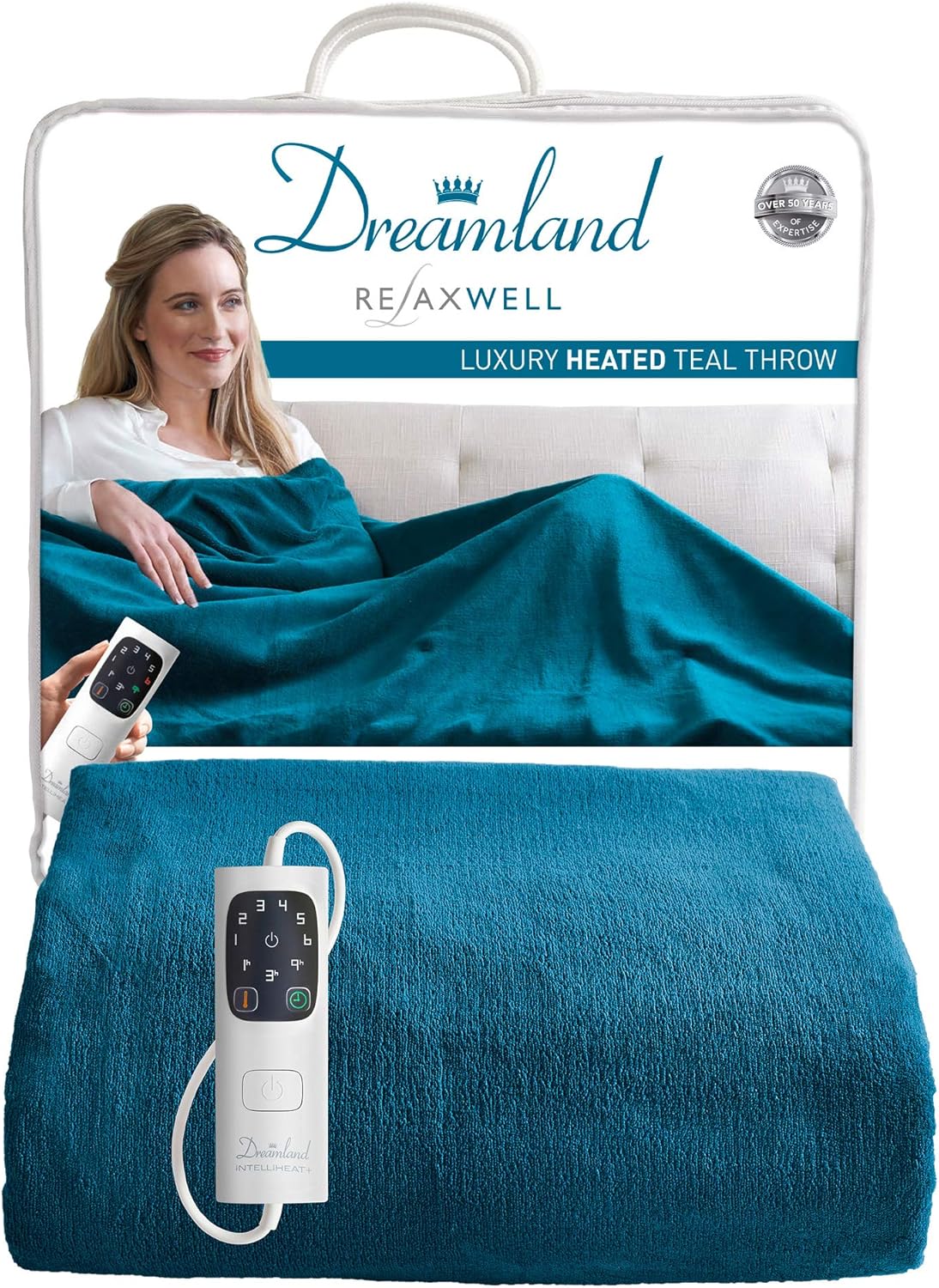 Dreamland Relaxwell Intelliheat+ 5 Minute Fast Heat Luxury Teal Blue