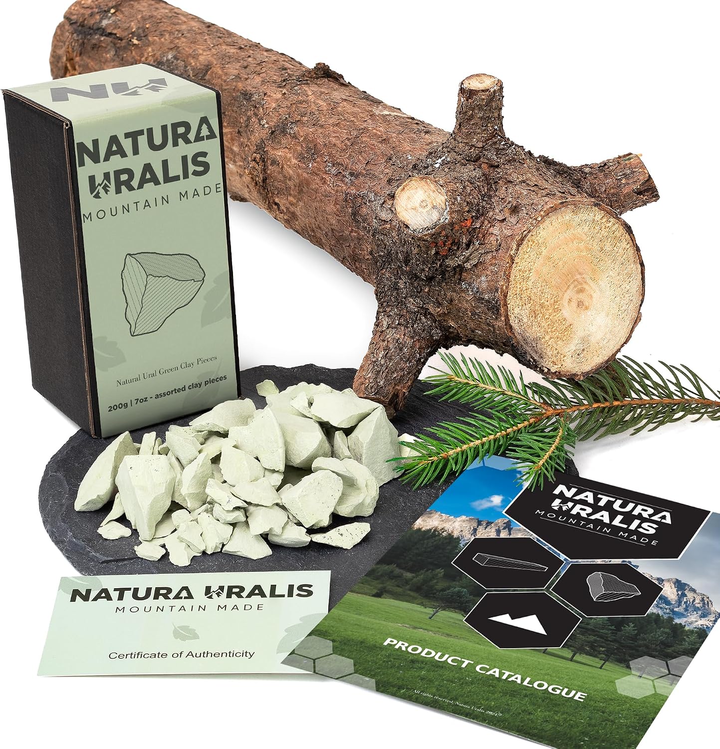 Natura Uralis Ural Clay | 7oz Natural Green Clay, Pastel to Verdant Green - Crunchy, Earthy, Velvety Texture, ASMR Sensation