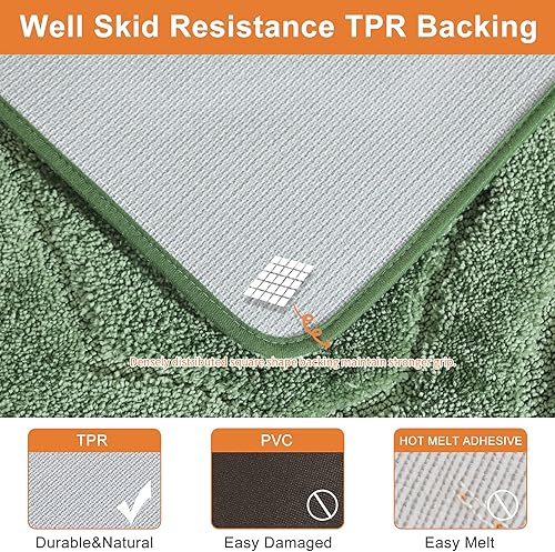 Miniatura 3 de BEQHAUSE -Tapetes de baño antideslizantes, suaves, absorbentes, para baño, de poliéster, lavables a máquina, de secado rápido, para baño, bañera y