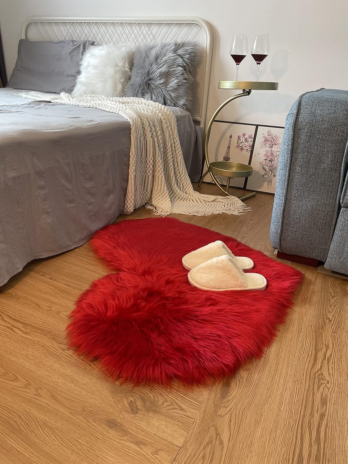 Buy Thick Soft Fluffy Heart Shaped Rug, Faux Sheepskin Fur Rug, 2.3X3