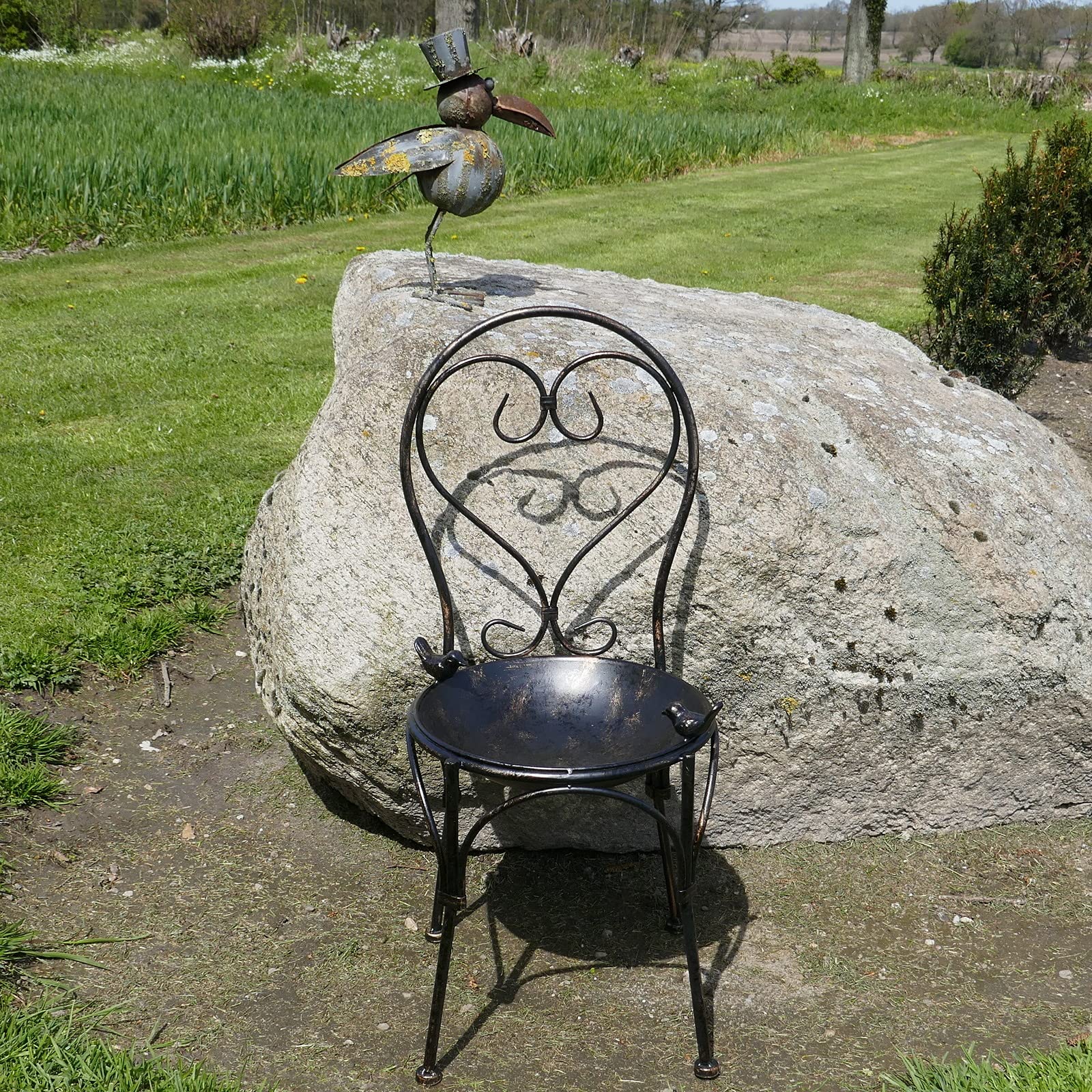 Posiwio Bebedero para pájaros, silla decorativa para jardín