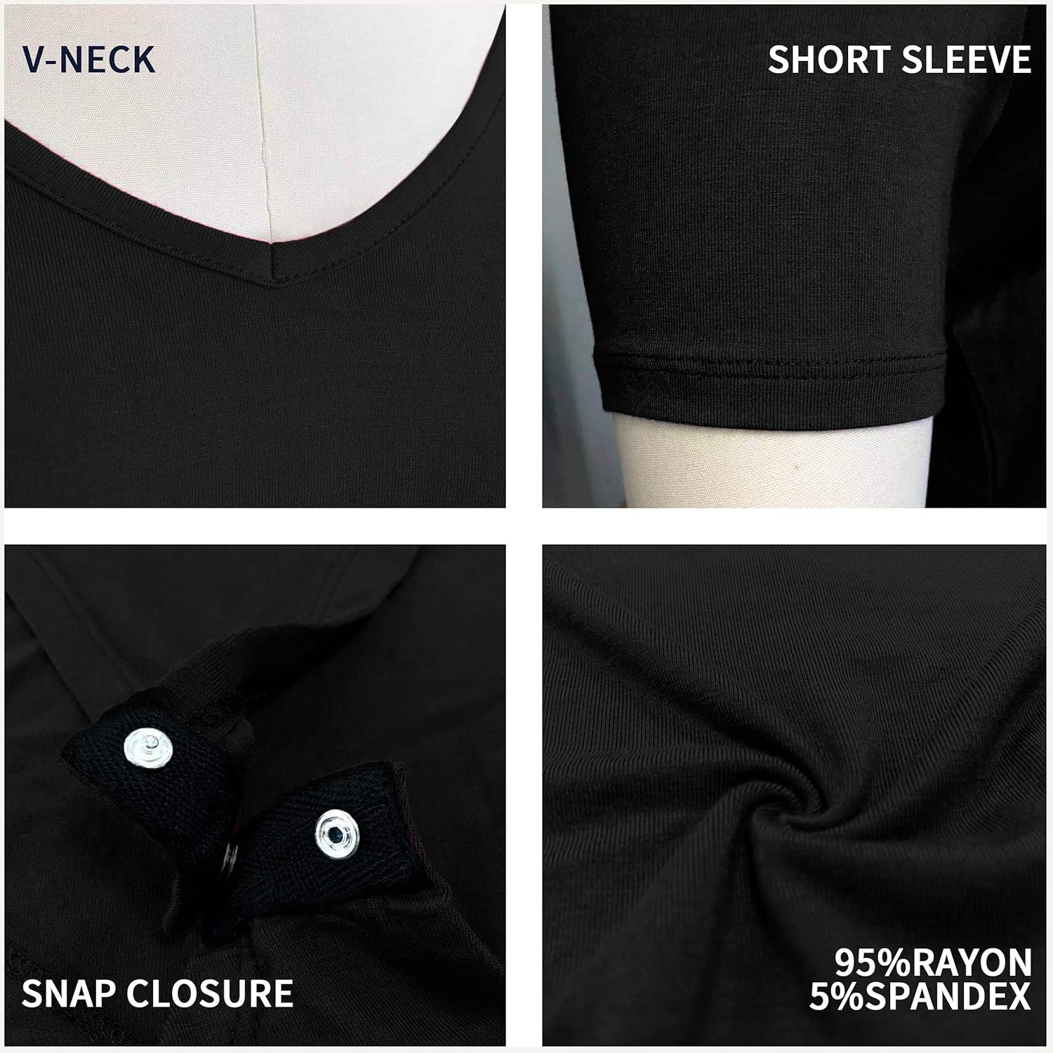 POSESHE Women's Plus Size Bodysuit V neck Short Sleeves Casual Basic Bodysuit Tops Jumpsuit T-shirts - Image 4