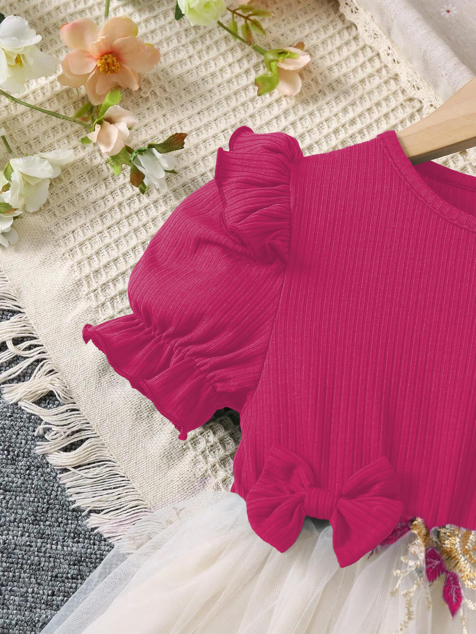 Tagas Vestito da principessa da bambina, abito da bambina, abito di compleanno per bambine, linea ad A, lunghezza al ginocchio