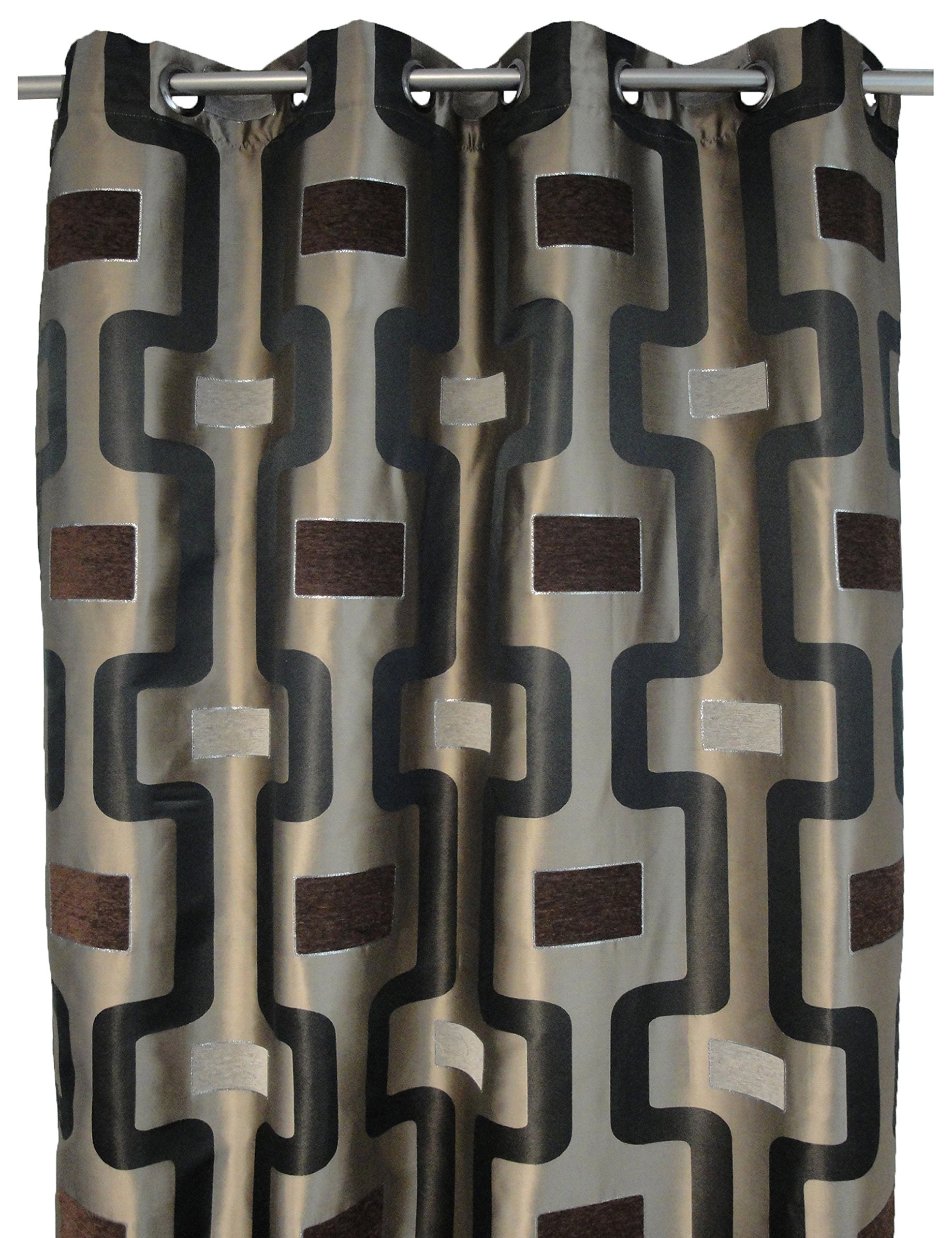 Rideau jacquard de luxe Glasgow chocolat 140x270 en fil chenillé lourd