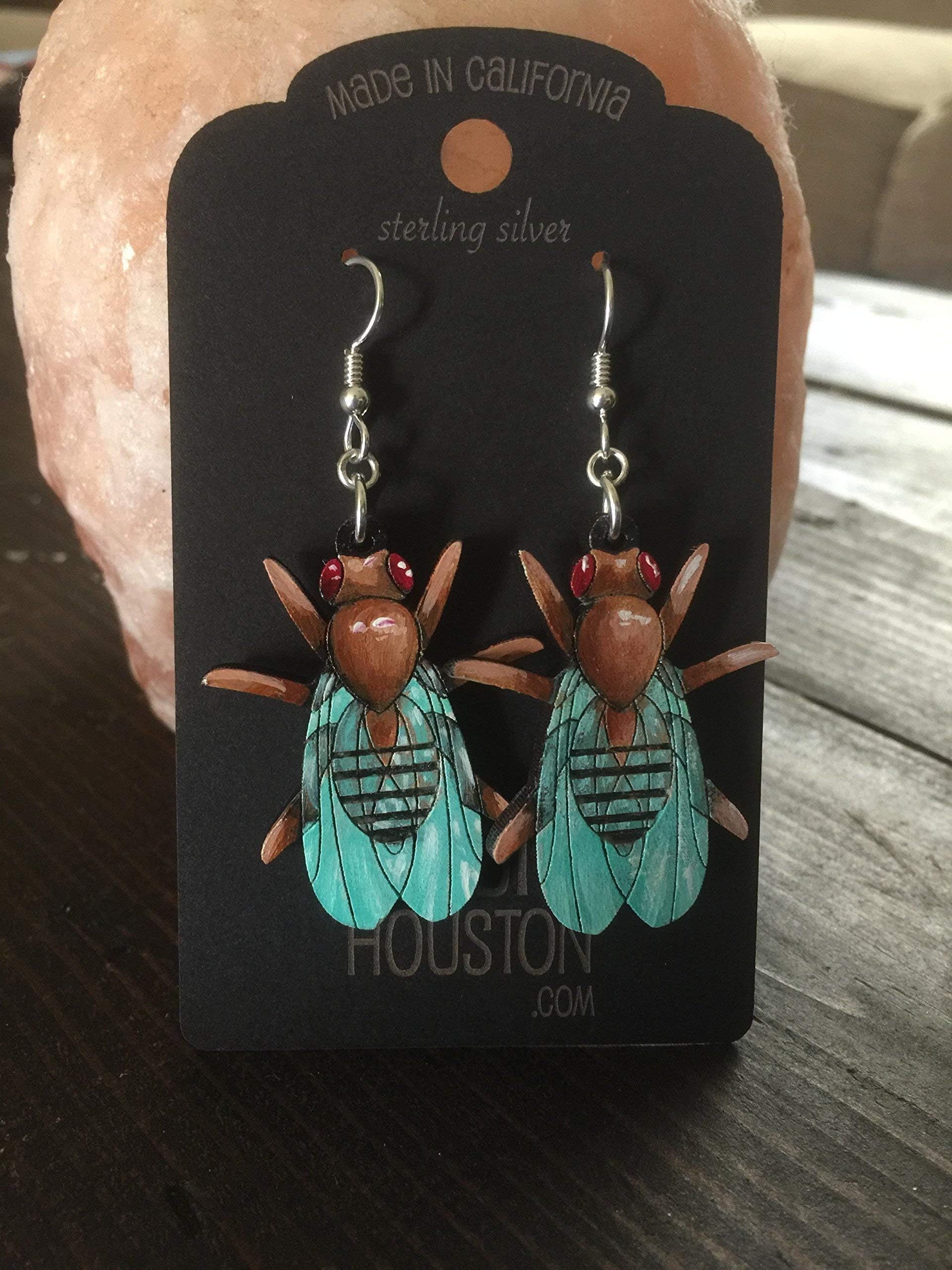 Fruit Fly Earrings that are laser cut and hand painted to gift the illusion of 3D // gifts for her