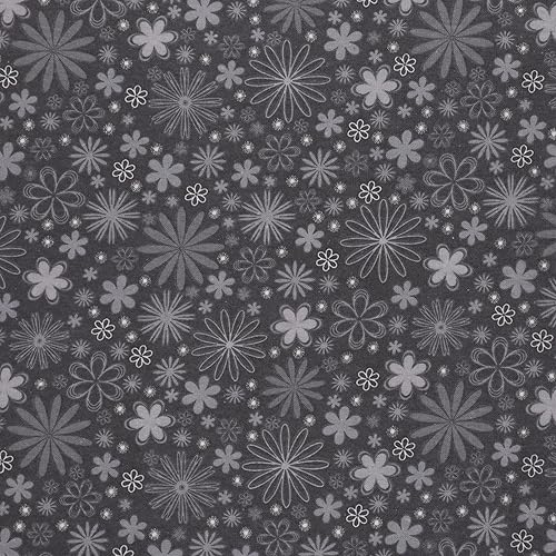 Miniatura 4 de Mook Fabrics Franela floral, corte azul camafeo por yarda