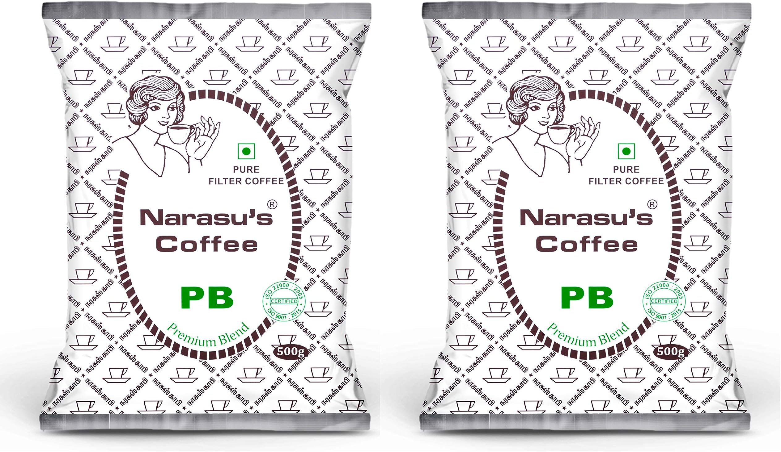 Narasus Coffee Pure Filter Ground Coffee, Peabery - 2 X 500Gms Packet