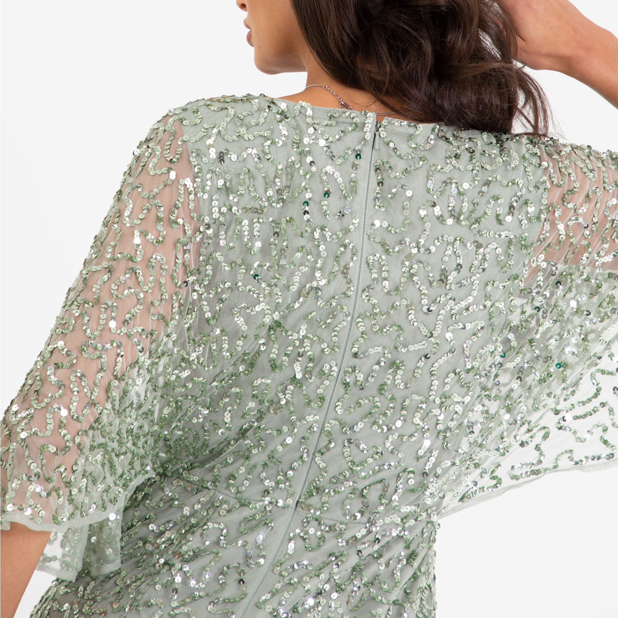 Maya Deluxe Sukienka Kobiety Womens Maxi Dress Ladies Sequin Embellished Wrap A-line Dress For Wedding Guest Bridesmaid Evening Prom Ball Occasion