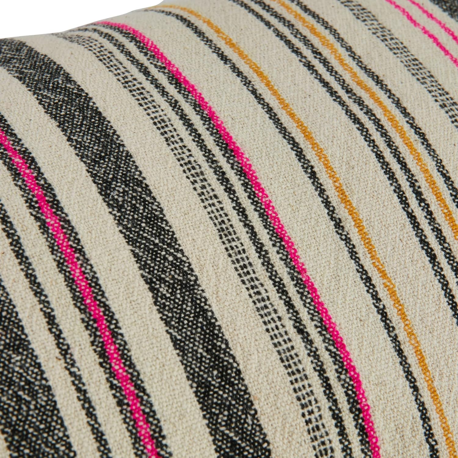 Creative Co-Op Cotton Blend Lumbar Pillow with Stripes, Multicolor