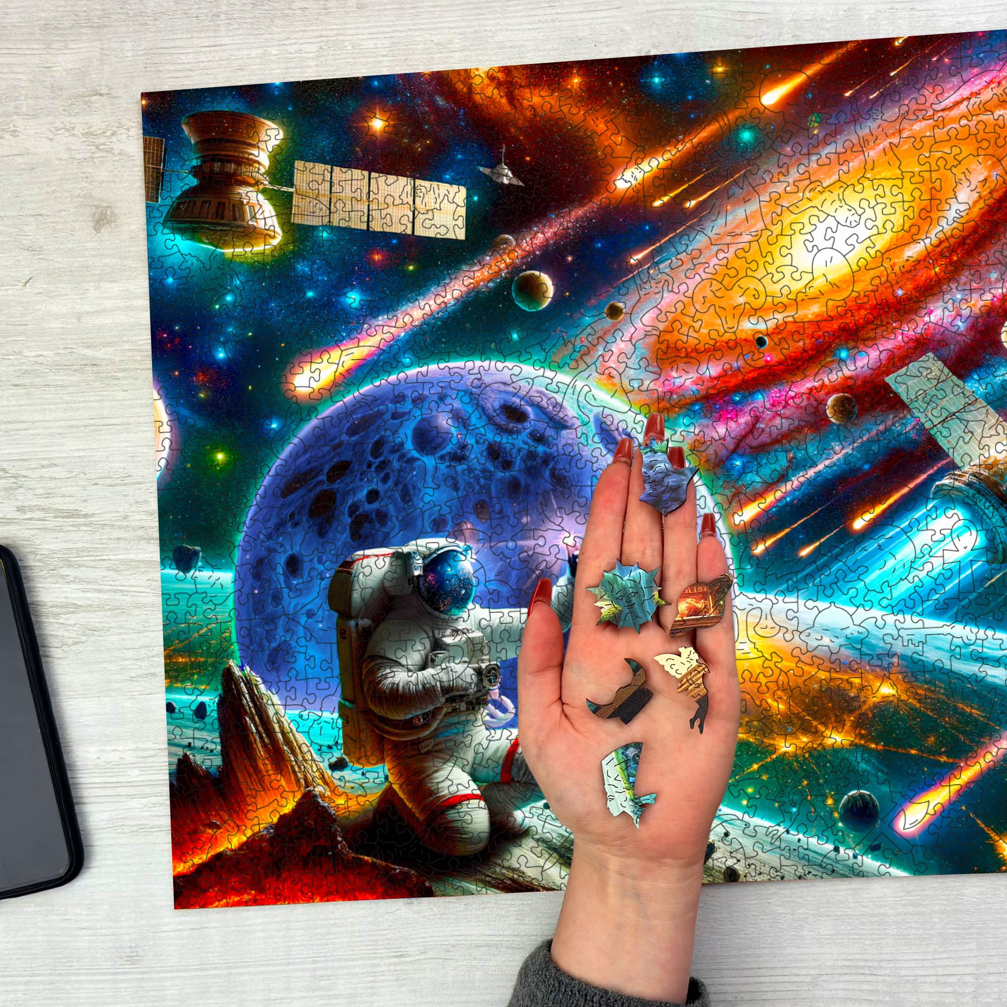 WOODEN.CITY Cosmic Exploration Space Puzzle in legno 1000 pezzi 54,0 x 39,4 cm Made in EU