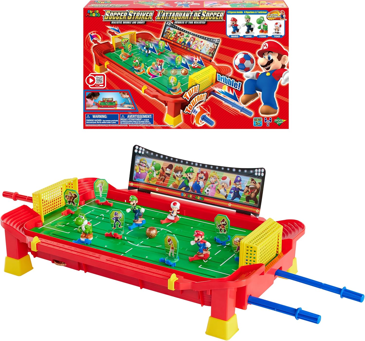 EPOCH Games Super Mario Soccer Striker, Tabletop Skill and Action Game, Ages 5+