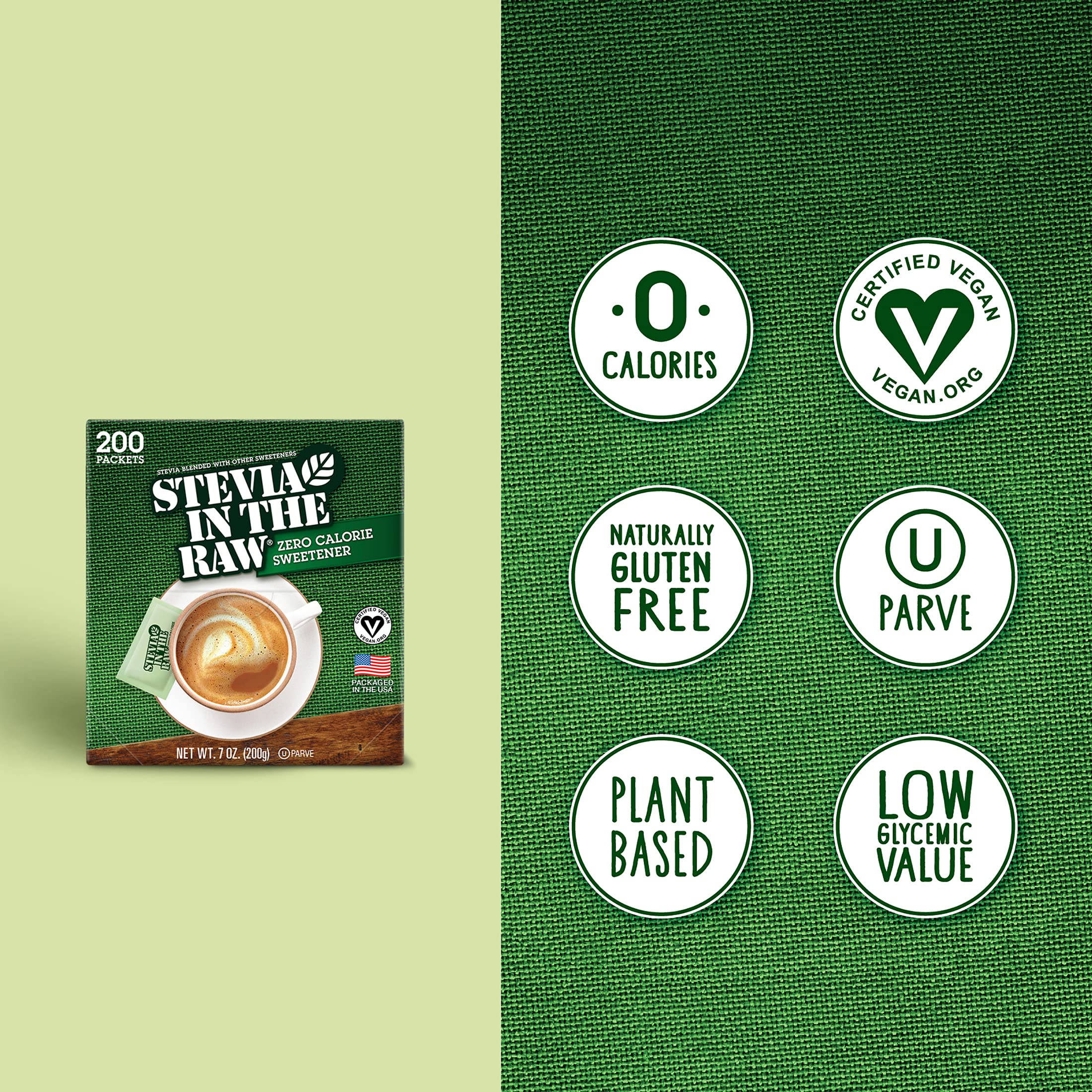 STEVIA IN THE RAW, Zero Calorie Sweetener Packets 200 Count Box (1 Pack