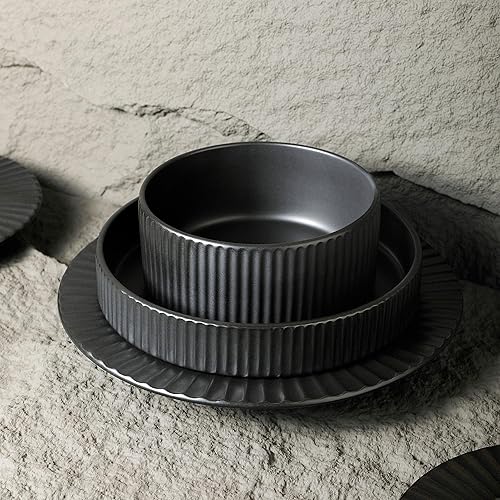 Miniatura 2 de Stone Lain Lusso - Juego de vajilla de cerámica, 32 piezas, servicio para 8, color azul ceniza