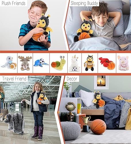 Miniatura 4 de DolliBu Honeybee - Animal de peluche con baloncesto  Abeja suave y abrazable, adorable juguete de peluche de abeja para jugar, lindo regalo de