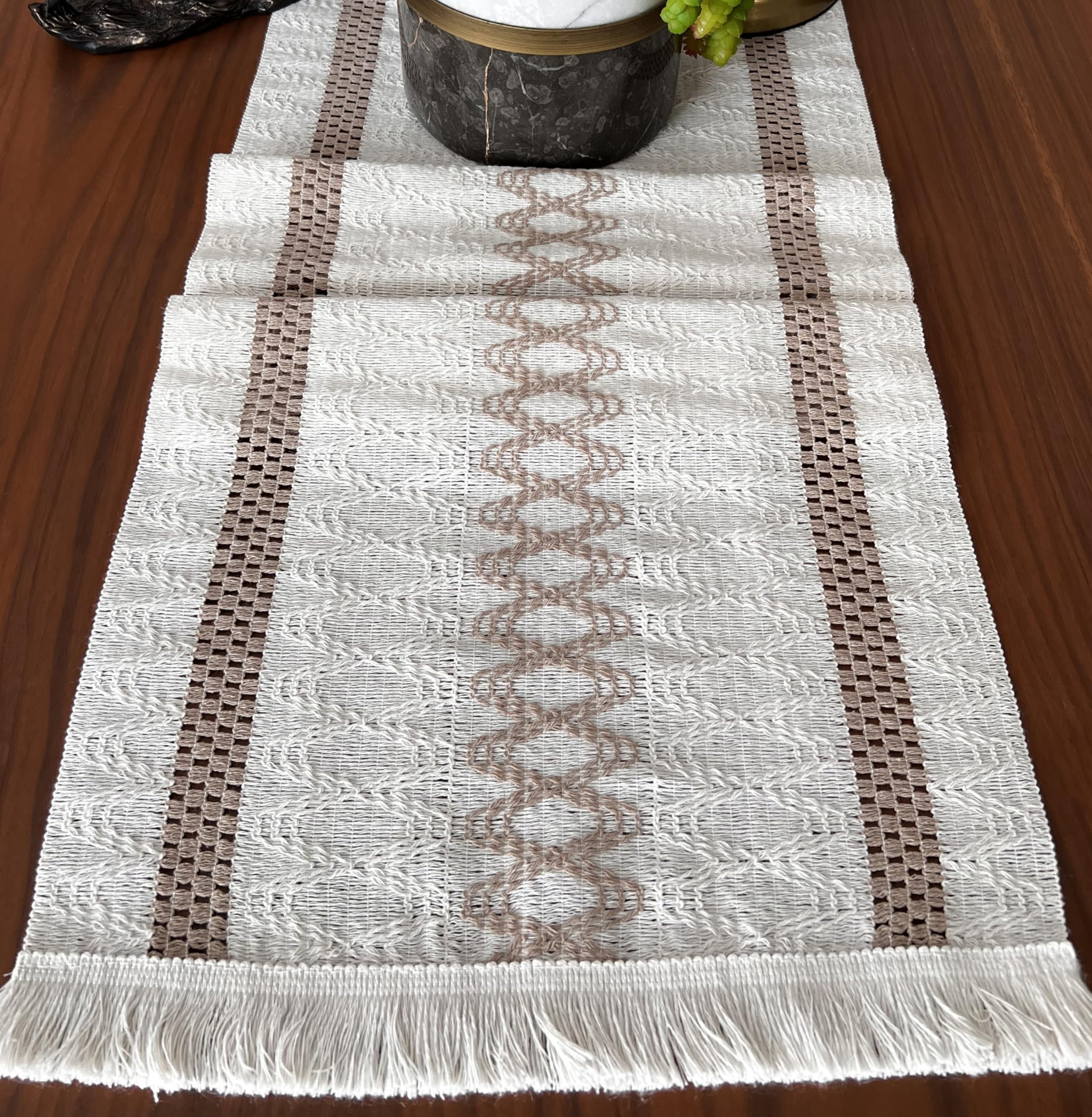 Chemin de table bohème 35x182 cm long macramé décoration intérieure de printemps