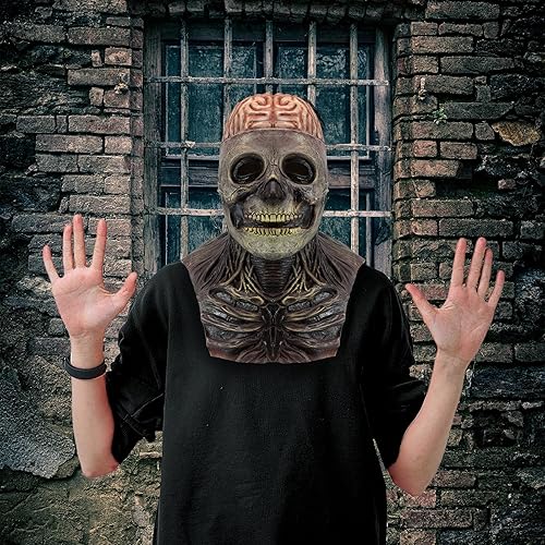 Miniatura 6 de Bulex Máscara de calavera Casco de esqueleto de cabeza completa aterradora Máscara realista de látex de terror para Halloween Cosplay