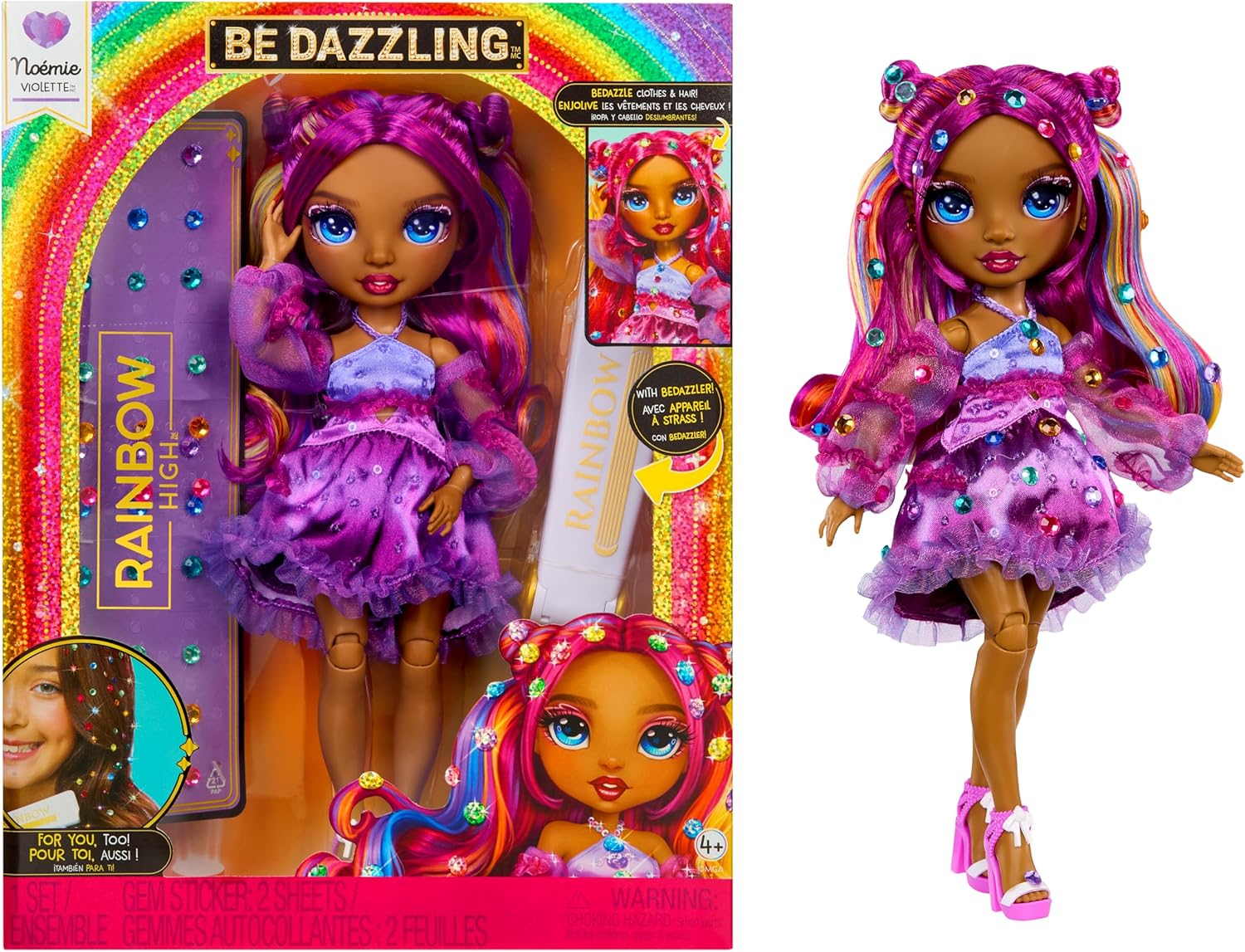 Rainbow High Be Dazzling Fashion Dolls- Noemie Violette (Purple) with Bedazzler Tool and Sparkle Gems