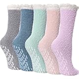 Non-Slip Fuzzy Socks for Women - Cozy Hospital Soft Fluffy Socks With Grips - Winter Warm Slipper