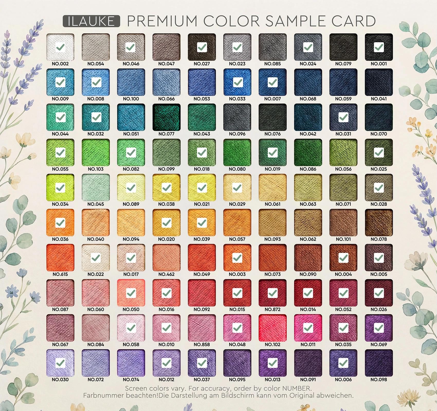 ilauke Hilo de coser de 50 colores, 124 bobinas de hilo de coser para mano o máquina de coser, carretes de hilo para máquina de coser de 500 yardas para máquina Brother, Singer, Janome con suministros