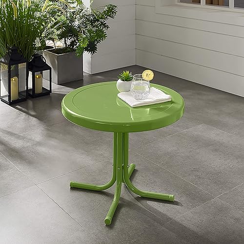 Vista 58 de Crosley Furniture Griffith - Mesa auxiliar de metal retro resistente a la intemperie para patio, terraza, porche, color rojo