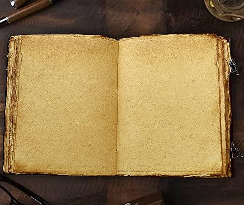 Miniatura 31 de cuero Diario de cuero vintage con relieve de lapiz azul de 3 lunas para hombres y mujeres, 128 páginas, papel vintage antiguo hecho a mano, diario