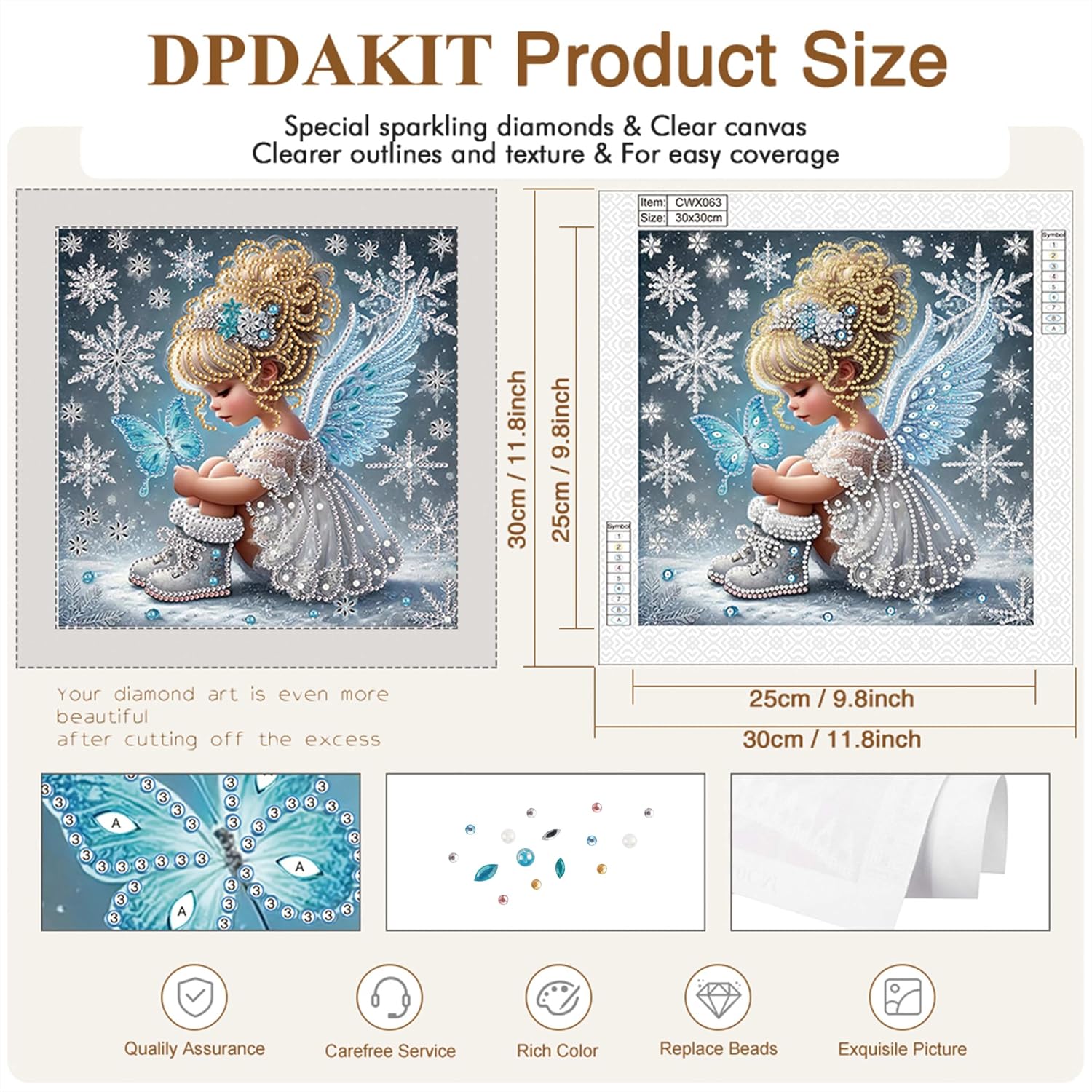 DPDAKIT Girl Special Shape Diamond Painting Art Kits for Adults, 12x12In image 4