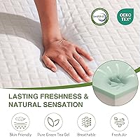 Vista 5 de EGOHOME Colchón de espuma viscoelástica individual XL, colchón de cama de 10 pulgadas en una caja con gel de té verde refrescante, alivia la presión