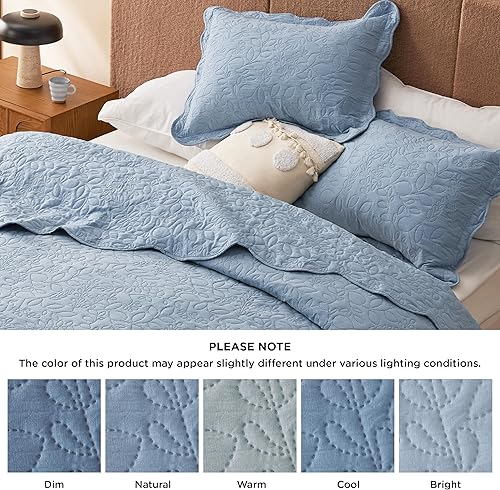 Vista 168 de Bedsure - Juego de colcha tamaño individual extralargo, ultrasónico suave, diseño de trébol, colcha ligera para todas las estaciones