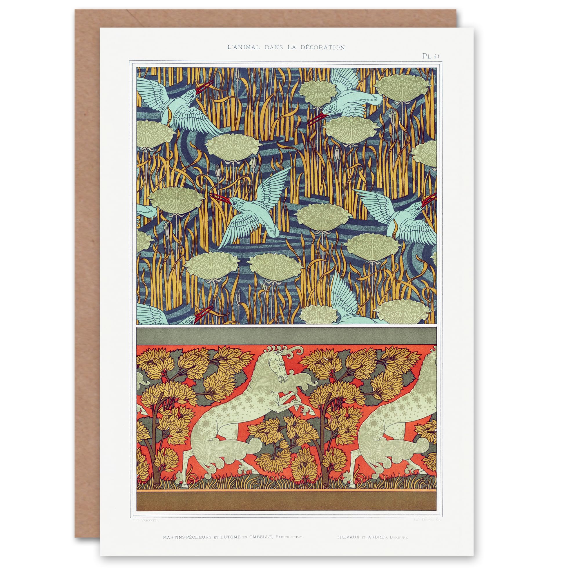 Artery8 Maurice Pillard Verneuil Art Card Kingfisher Bird and Horse Pattern