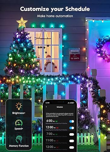 Miniatura 5 de Brightown Luces de Navidad inteligentes C9 para exteriores, 100 luces LED RGB C9 con control remoto, control de aplicación, sincronización de