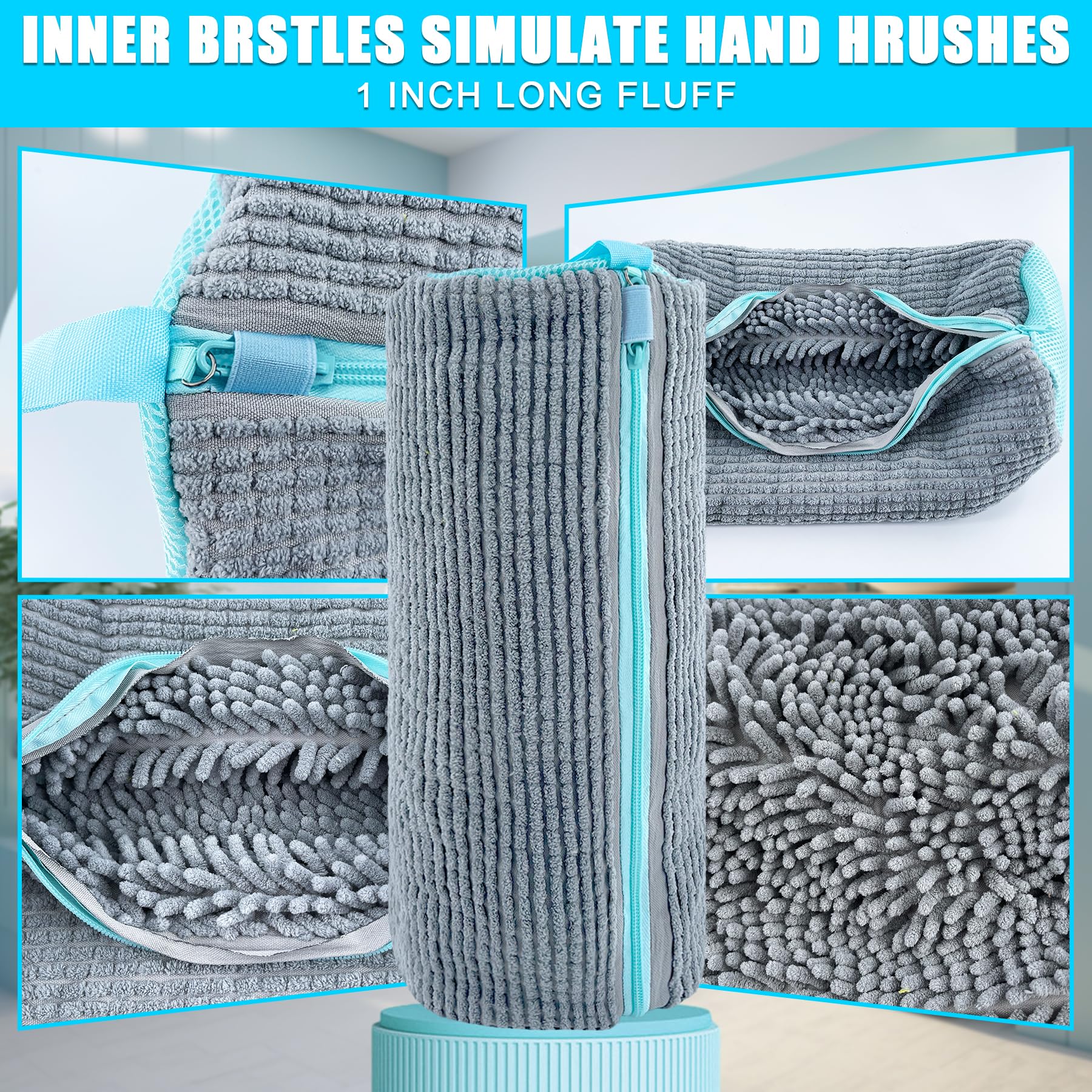 Lot de 7 sacs à linge XXL pour chaussures de tennis - Avec fermeture éclair - Réutilisables - Avec sac de lavage en maille et pour soutien-gorge, gris