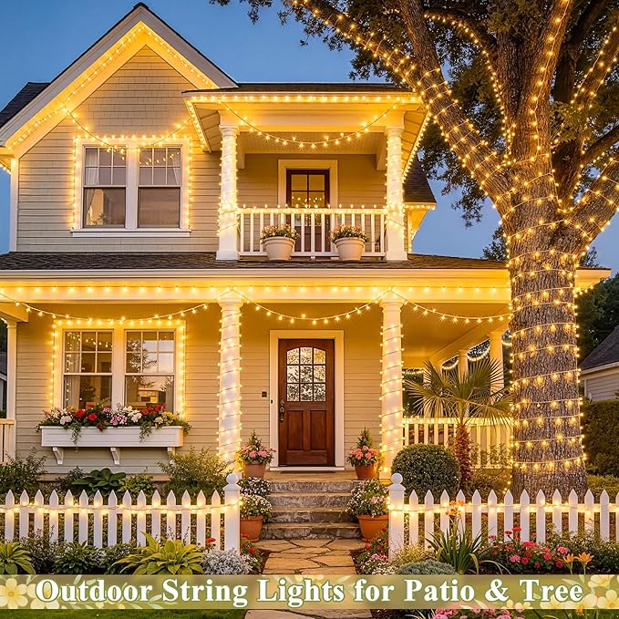 JMEXSUSS 168FT 600 LED String Lights Warm White Exterior miniatura 2