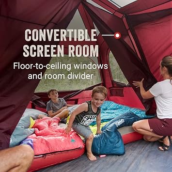 Coleman Skylodge Family Tent, Weatherproof XL Tent with Rainfly & Room Divider, Fits 4 Queen-Sized Airbeds, Made of PFAS-Free Materials